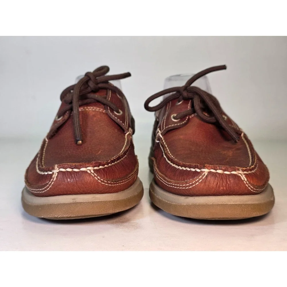 Freeman Jaffrey‎ Men's Boat Shoes Size 10 M Brown Leather Comfort Dress Lace Up